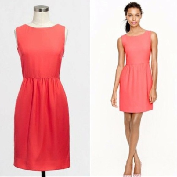 NEW J. Crew Sleeveless Bright Neon Coral "Camille" Shift Dress Size 12